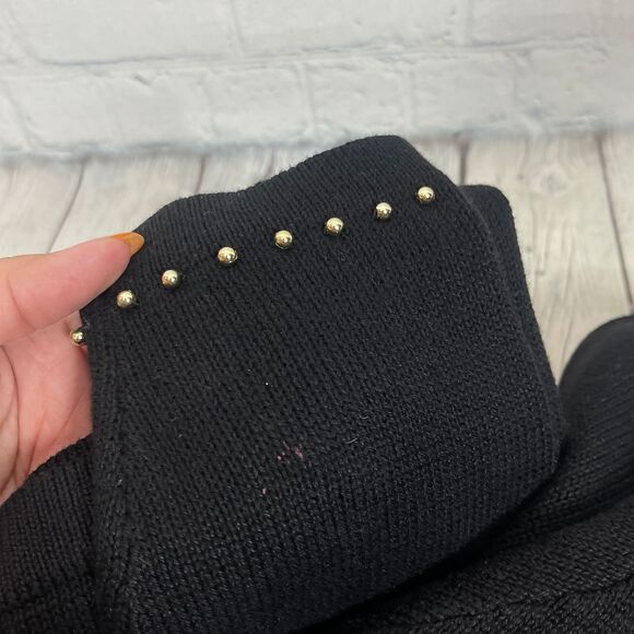 VTG Cardigan Women XL Embroidered Christmas Ornament Beaded Black Retro Sweater - Picture 3 of 12